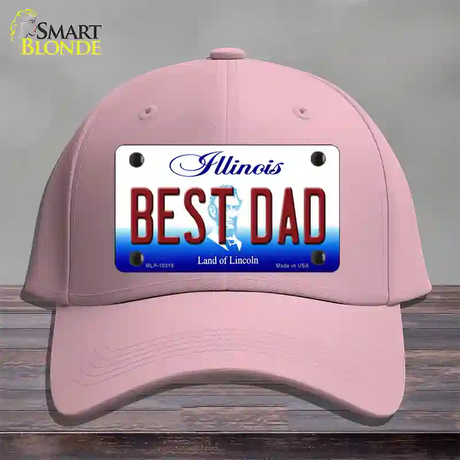 Best Dad Illinois Novelty License Plate Hat Cotton / Pink