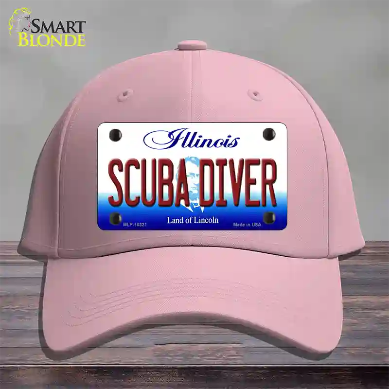 Scuba Diver Illinois Novelty License Plate Hat Cotton / Pink