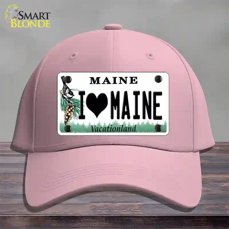 I Love Maine Novelty License Plate Hat Cotton / Pink