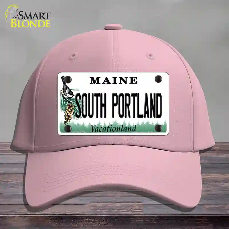 South Portland Maine Novelty License Plate Hat Cotton / Pink