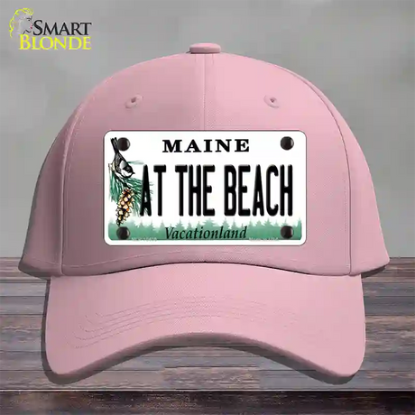 At The Beach Maine Novelty License Plate Hat Cotton / Pink