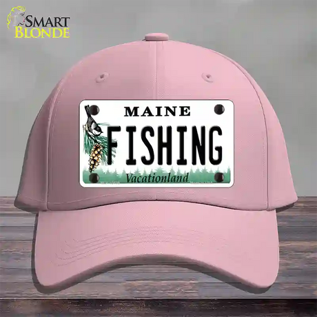 Fishing Maine Novelty License Plate Hat Cotton / Pink