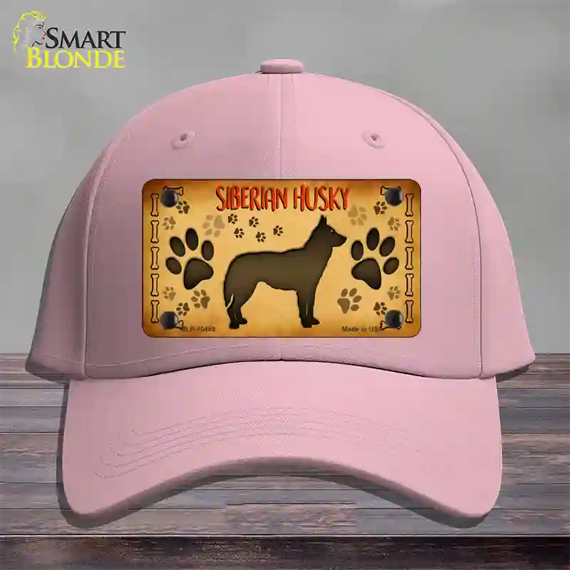 Siberian Husky Novelty License Plate Hat Cotton / Pink