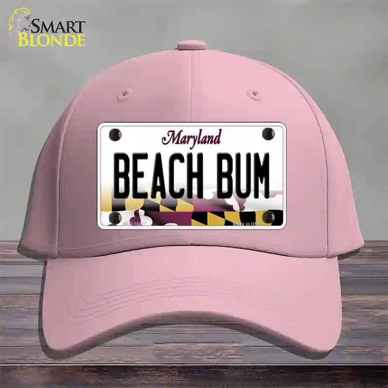 Beach Bum Maryland Novelty License Plate Hat Cotton / Pink