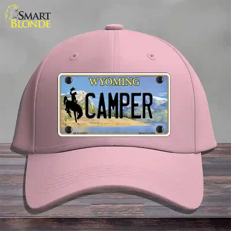 Camper Wyoming Novelty License Plate Hat Cotton / Pink