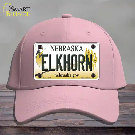 Elkhorn Nebraska Novelty License Plate Hat Cotton / Pink