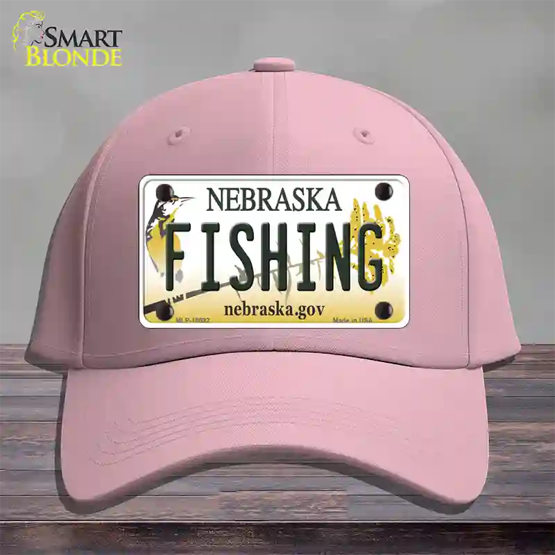 Fishing Nebraska Novelty License Plate Hat Cotton / Pink