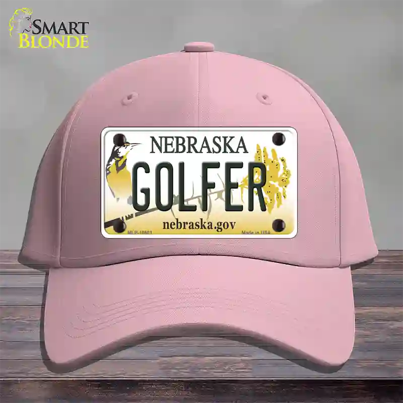 Golfer Nebraska Novelty License Plate Hat Cotton / Pink