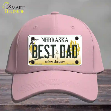 Best Dad Nebraska Novelty License Plate Hat Cotton / Pink