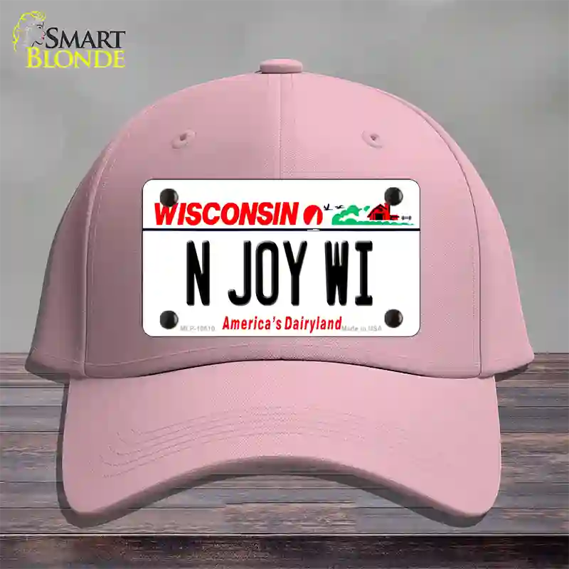 N Joy WI Wisconsin Novelty License Plate Hat Cotton / Pink