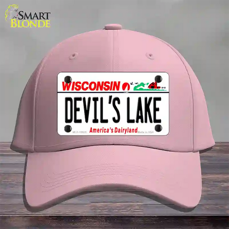 Devils Lake Wisconsin Novelty License Plate Hat Cotton / Pink