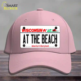 At The Beach Wisconsin Novelty License Plate Hat Cotton / Pink