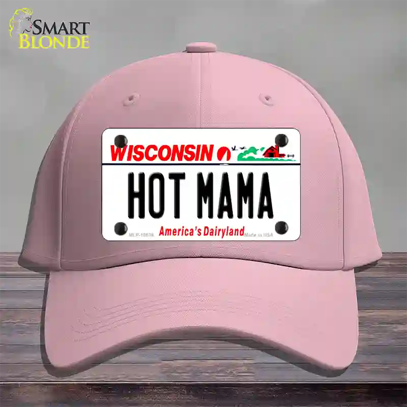 Hot Mama Wisconsin Novelty License Plate Hat Cotton / Pink