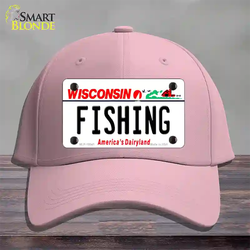 Fishing Wisconsin Novelty License Plate Hat Cotton / Pink