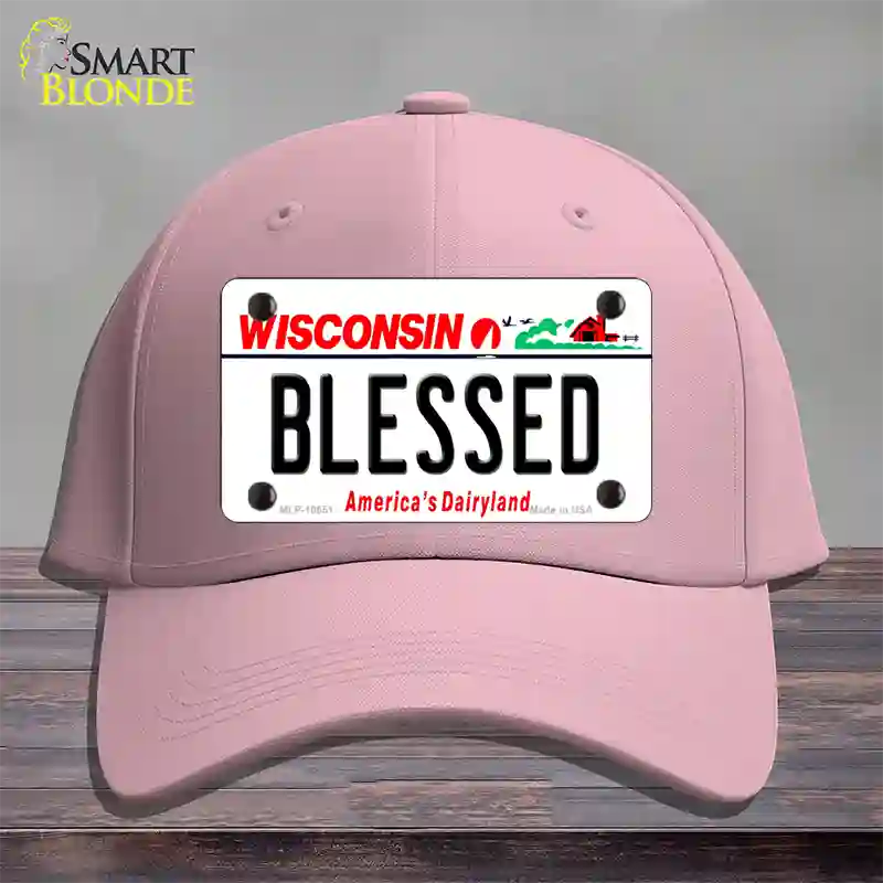 Blessed Wisconsin Novelty License Plate Hat Cotton / Pink