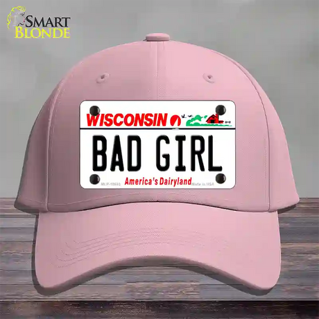 Bad Girl Wisconsin Novelty License Plate Hat Cotton / Pink