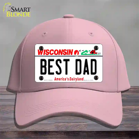 Best Dad Wisconsin Novelty License Plate Hat Cotton / Pink