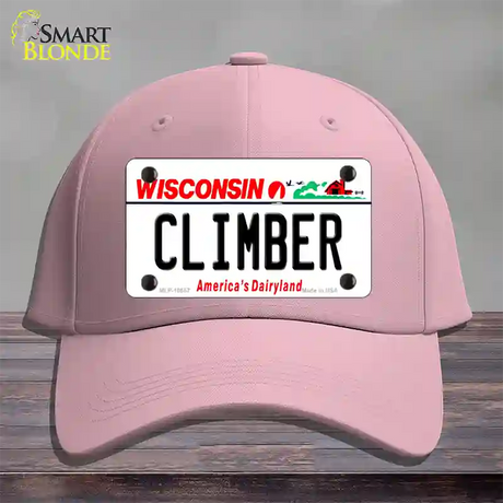 Climber Wisconsin Novelty License Plate Hat Cotton / Pink