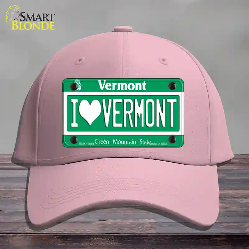 I Love Vermont Novelty License Plate Hat Cotton / Pink