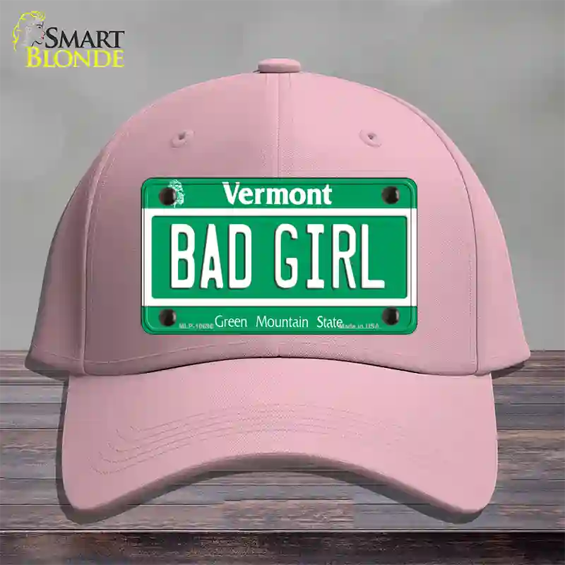 Bad Girl Vermont Novelty License Plate Hat Cotton / Pink