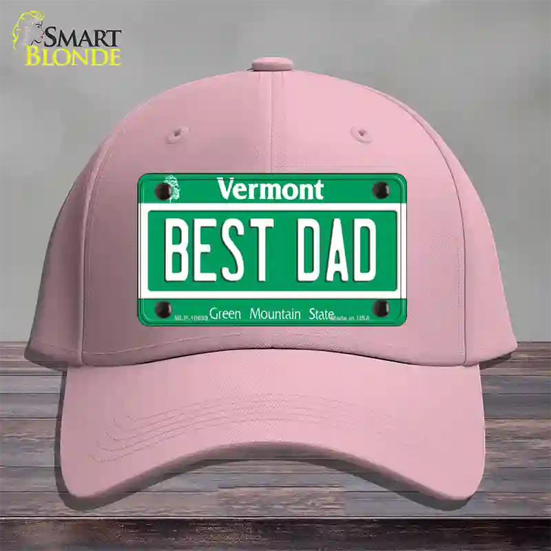 Best Dad Vermont Novelty License Plate Hat Cotton / Pink