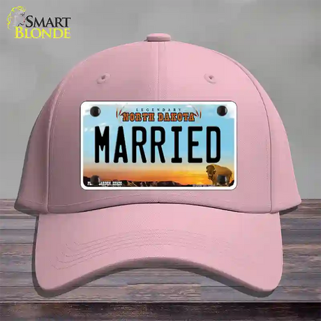 Married North Dakota Novelty License Plate Hat Cotton / Pink