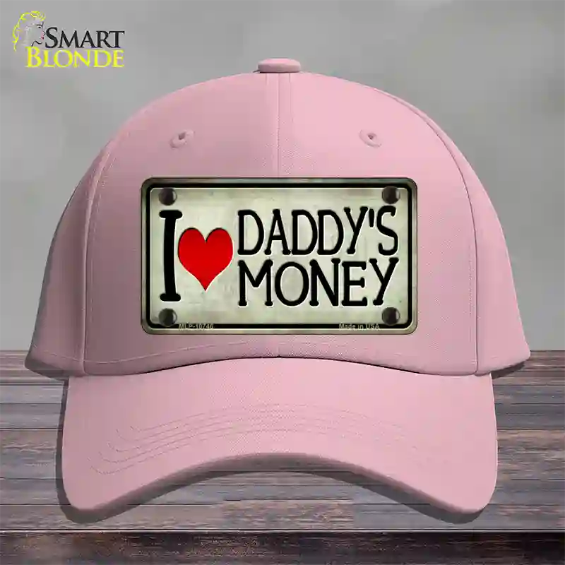 I Love Daddys Money Novelty License Plate Hat Cotton / Pink