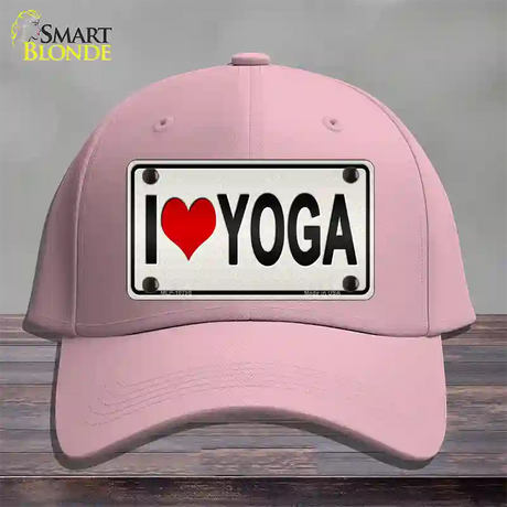 I Love Yoga Silver Novelty License Plate Hat Cotton / Pink