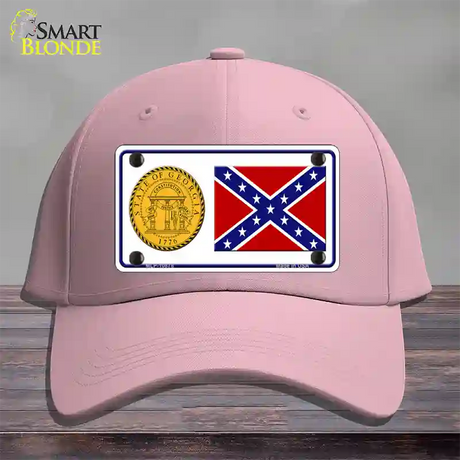 Confederate Flag Georgia Seal Novelty License Plate Hat Cotton / Pink