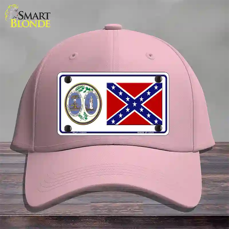 Confederate Flag South Carolina Seal Novelty License Plate Hat Cotton / Pink