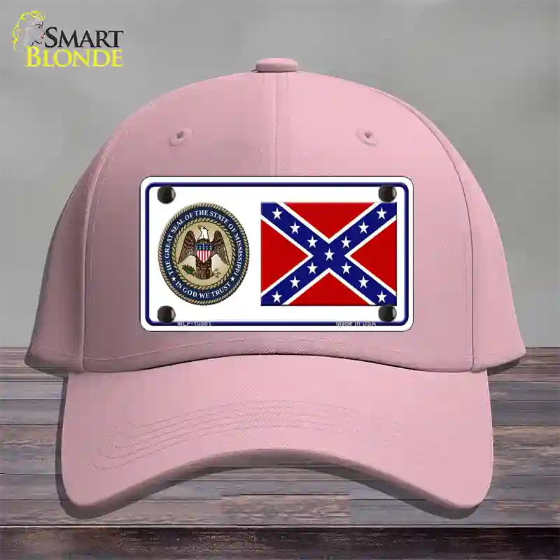 Confederate Flag Mississippi Seal Novelty License Plate Hat Cotton / Pink