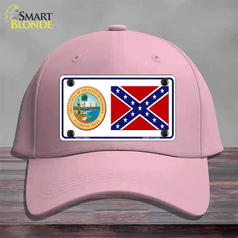 Confederate Flag Florida Seal Novelty License Plate Hat Cotton / Pink