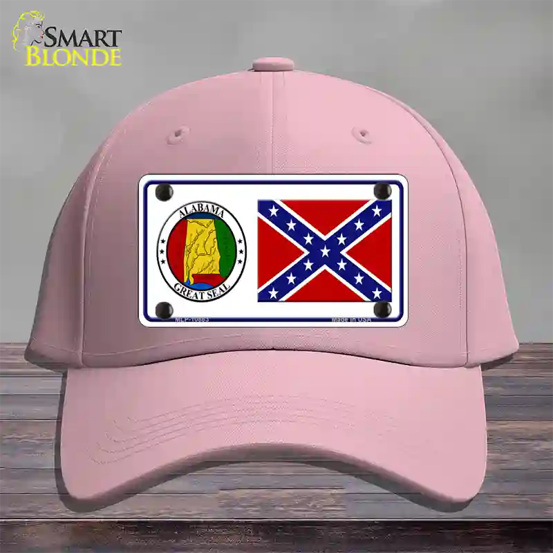 Confederate Flag Alabama Seal Novelty License Plate Hat Cotton / Pink