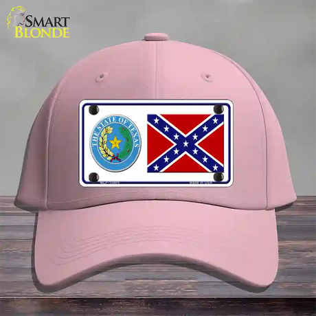 Confederate Flag Texas Seal Novelty License Plate Hat Cotton / Pink