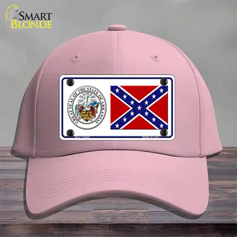 Confederate Flag Arkansas Seal Novelty License Plate Hat Cotton / Pink