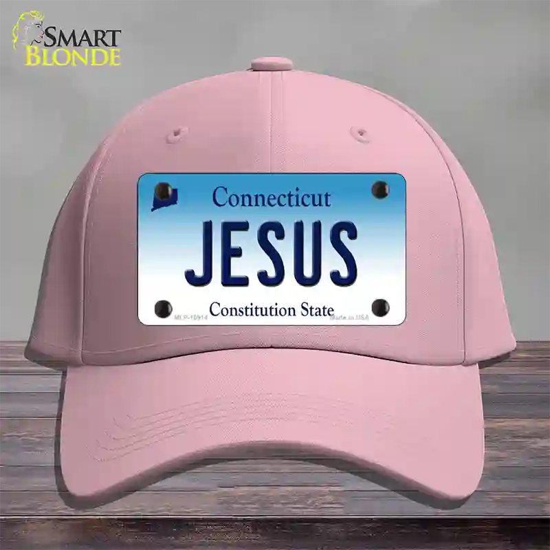 Jesus Connecticut Novelty License Plate Hat Cotton / Pink