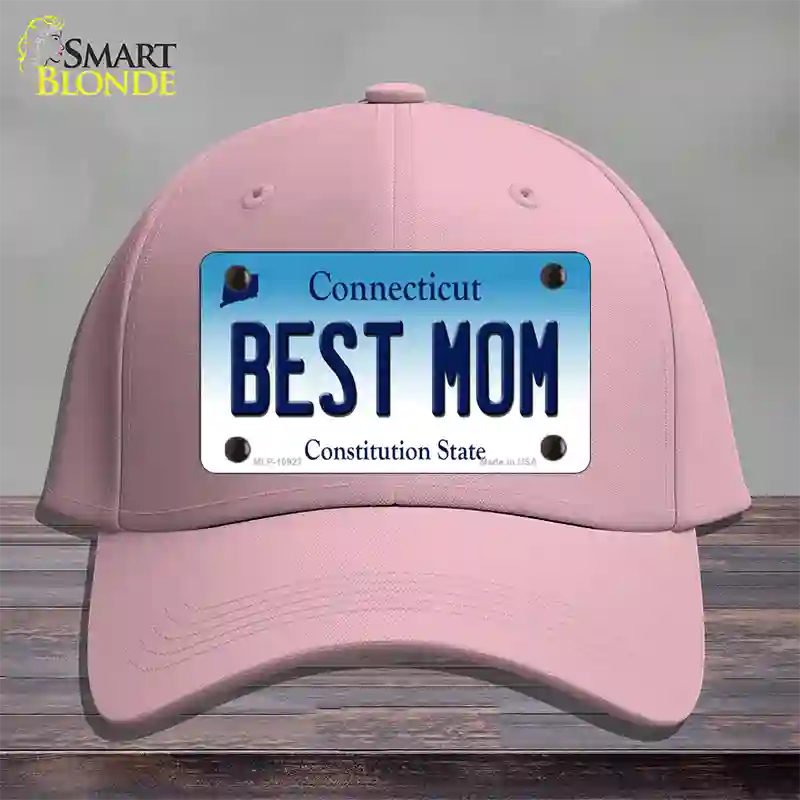 Best Mom Connecticut Novelty License Plate Hat Cotton / Pink