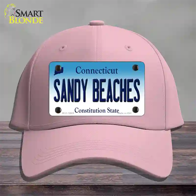 Sandy Beaches Connecticut Novelty License Plate Hat Cotton / Pink