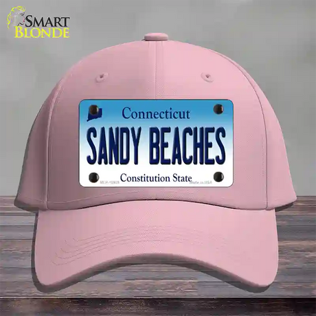 Sandy Beaches Connecticut Novelty License Plate Hat Cotton / Pink