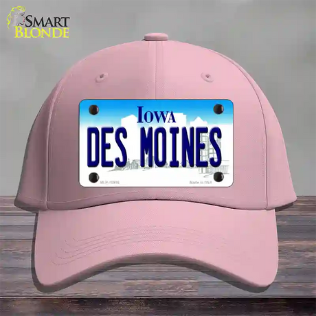 Des Moines Iowa Novelty License Plate Hat Cotton / Pink