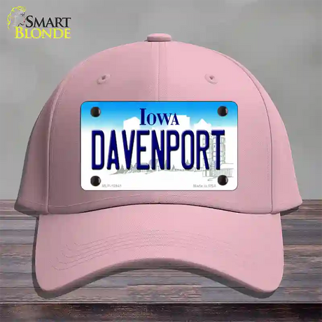 Davenport Iowa Novelty License Plate Hat Cotton / Pink