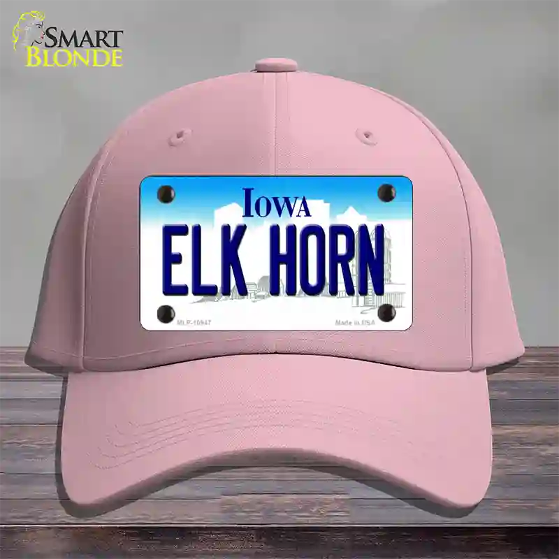 Elk Horn Iowa Novelty License Plate Hat Cotton / Pink