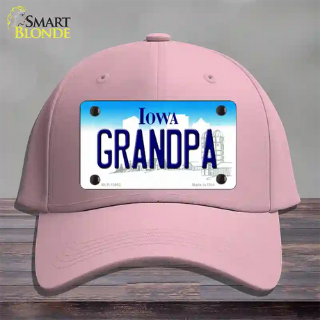 Grandpa Iowa Novelty License Plate Hat Cotton / Pink