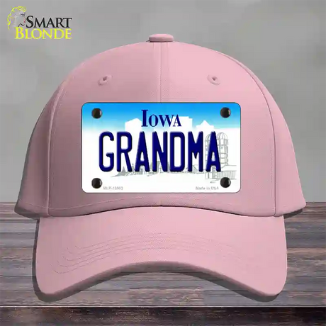 Grandma Iowa Novelty License Plate Hat Cotton / Pink