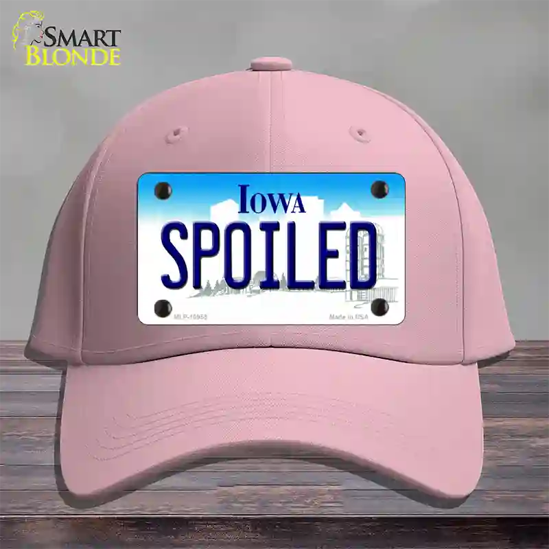 Spoiled Iowa Novelty License Plate Hat Cotton / Pink