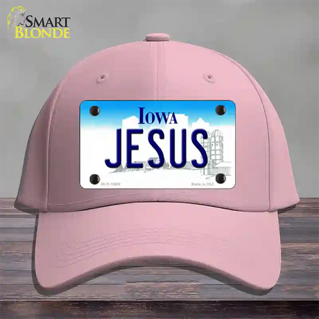 Jesus Iowa Novelty License Plate Hat Cotton / Pink