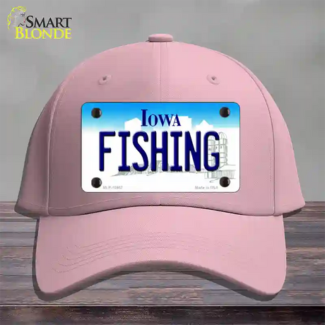 Fishing Iowa Novelty License Plate Hat Cotton / Pink