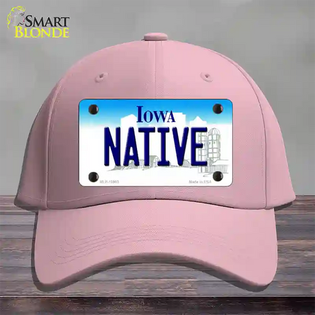 Native Iowa Novelty License Plate Hat Cotton / Pink