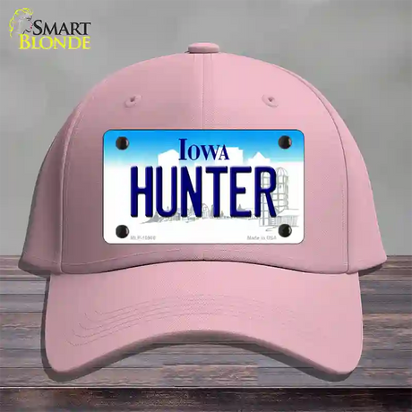 Hunter Iowa Novelty License Plate Hat Cotton / Pink