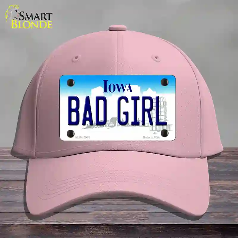 Bad Girl Iowa Novelty License Plate Hat Cotton / Pink